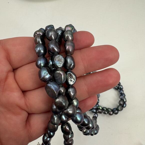 40 inch Freashwater baroque peacock purple pearl long necklace - Picture 11 of 14